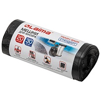 Мешки для мусора 20 л, черные, в рулоне 30 шт., ПНД, 8 мкм, 500х450 мм, LAIMA, 601376 в Иркутске