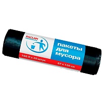 Мешки для мусора 160 л, черные, в рулоне 20 шт., ПВД, 30 мкм, 1200х870 мм, PACLAN Professional, 604082 в Иркутске