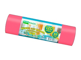 Мешки для мусора 120 л, с завязками, красные, в рулоне 10 шт., ПНД, 15 мкм, 800х750 мм, VIP, Z12010red в Иркутске