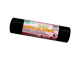 Мешки для мусора 180 л, ароматизированные, черные, в рулоне 10 шт., ПВД, 50 мкм, 1100х930 мм, EXTRA black, 18008301 в Иркутске