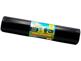 Мешки для мусора 200 л, ароматизированные, черные, в рулоне 10 шт., ПВД, 100 мкм, 1200х800 мм, Добрыня, Dob20010black в Иркутске