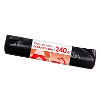 Мешки для мусора 240 л, черные, в рулоне 10 шт., ПВД 100 мкм, 1350х900 мм, Концепция Быта, 603887 в Иркутске