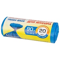 Мешки для мусора 90 л, синие, в рулоне 20 шт., ПНД, 14 мкм, 900х700 мм, LAIMA ULTRA, 607693 в Иркутске