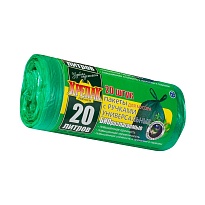 Мешки для мусора 20 л, биоразлагаемые, с ручками, черные, в рулоне 30 шт., ПНД, 10 мкм, 550х440 мм, Крепак, 4607075710047 в Иркутске
