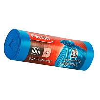Мешки для мусора 160 л, синие, в рулоне 10 шт., ПВД, 21 мкм, 1200х870 мм, PACLAN Big&Strong, 604075 в Иркутске