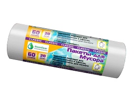 Мешки для мусора 60 л, белые, в рулоне 20 шт., ПНД, 7 мкм, 700х600 мм, MIRPACK Classik, 602052 в Иркутске
