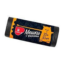 Мешки для мусора 35 л, с ушками, черные, в рулоне 30 шт., ПНД, 10 мкм, 655х500 мм, Comfort, М6064 в Иркутске