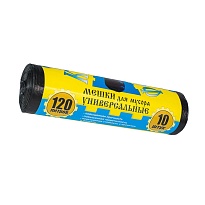 Мешки для мусора 120 л, с ушками, черные, в рулоне 10 шт., ПНД, 13 мкм, 1050х680 мм, Крепакоф, 4607075710252 в Иркутске Мешки для мусора 120 л, с ушками, черные, в рулоне 10 шт., ПНД, 13 мкм, 1050х680 мм, Крепакоф, 4607075710252 в Иркутске