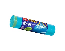 Мешки для мусора 35 л, с завязками, голубые, в рулоне 20 шт., ПНД, 12 мкм, 560х530 мм, GRIFON, 101-061 в Иркутске