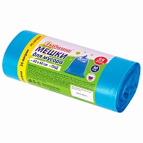 Мешки для мусора 35 л, синие, в рулоне 30 шт., ПНД, 10 мкм, 600х500 мм, Любаша, 608091 в Иркутске
