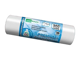 Мешки для мусора 300 л, белые, в рулоне 10 шт., ПВД 70 мкм, 1400х1000 мм, PREMIUM+, 300101602 в Иркутске