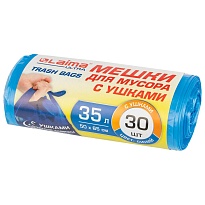 Мешки для мусора 35 л, с ушками, синие, в рулоне 30 шт., ПНД, 11 мкм, 650х500 мм, LAIMA ULTRA, 607684 в Иркутске