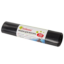 Мешки для мусора 240 л, черные, в рулоне 5 шт., ПВД 30 мкм, 1300х900 мм, Любаша, 605338 в Иркутске