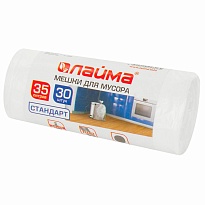 Мешки для мусора 35 л, белые, в рулоне 30 шт., ПНД, 6 мкм, 550х480 мм, LAIMA, 605538 в Иркутске