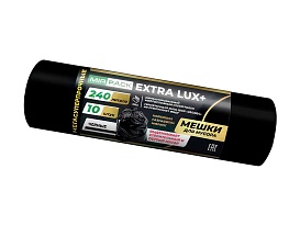 Мешки для мусора 240 л, черные, в рулоне 10 шт., ПВД 60 мкм, 1300х930 мм, EXTRA LUX+, 24010115 в Иркутске